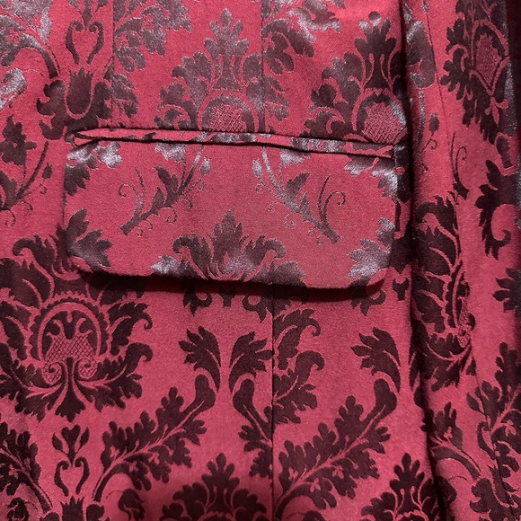 Vintage Reflections by Spiegel Baroque Print Maroon/Black Pantsuit Size 10 - Picture 6 of 13